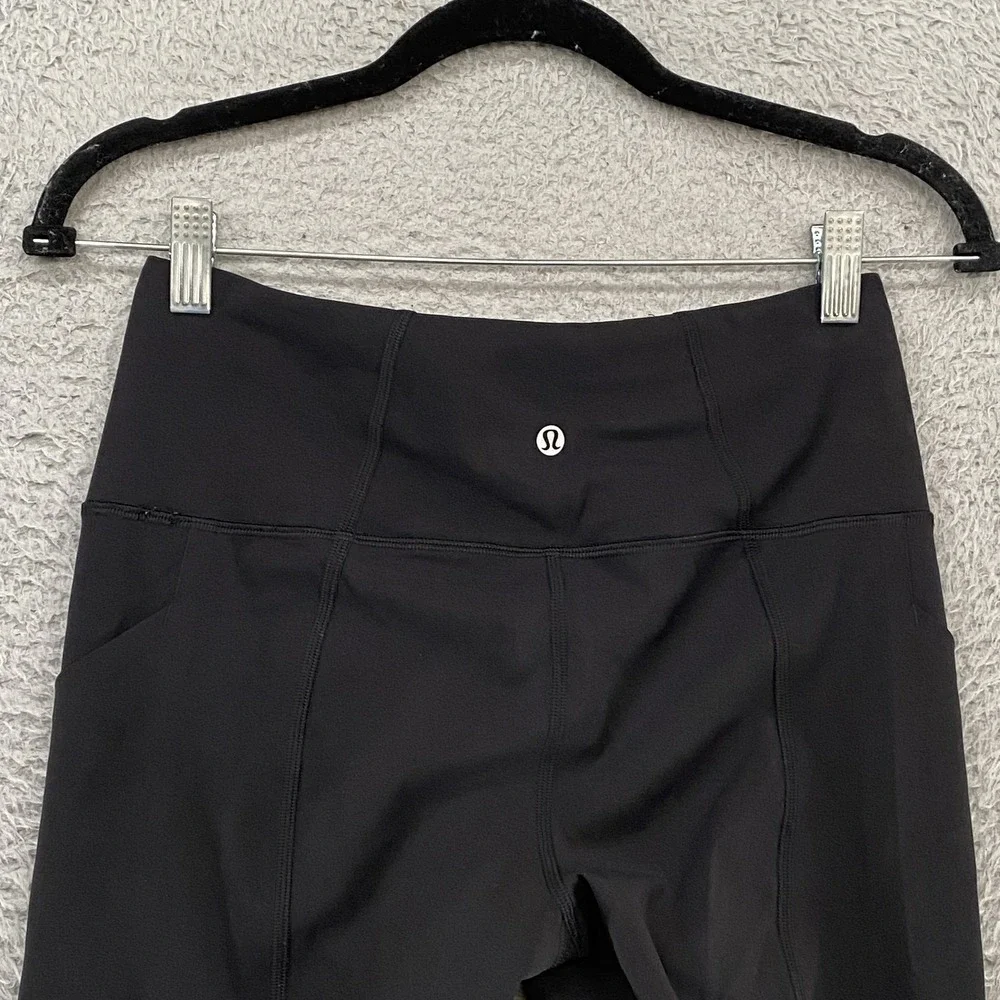 Lululemon Pace Rival Leggings Womens‎ 6 Black High Rise Crop 22 Pocket Running